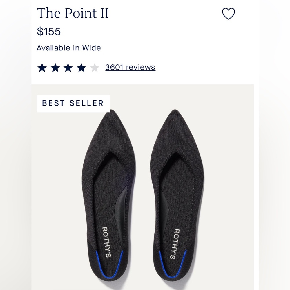 Rothy's The Point II Pointed Flats in Black with Blue Trim